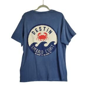 Emerald Coast Blue Tee T-Shirt Size L Alvin's Island Collection Casual Beach Top